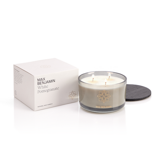 Classic 3 Wick Scented Glass Candle 560g | White Pomegranate