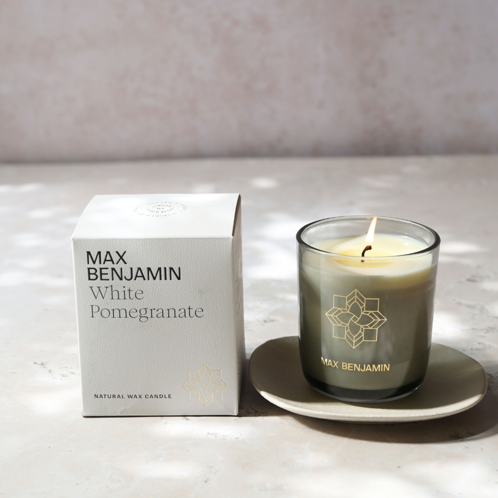 MAX BENJAMIN CLASSIC SCENTED GLASS CANDLE 210G | WHITE POMEGRANATE