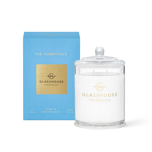 GLASSHOUSE FRAGRANCES 380G SOY CANDLE - THE HAMPTONS